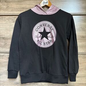 Converse Black & Metallic Purple Pink All Star Hoodie Chuck Taylor girls L